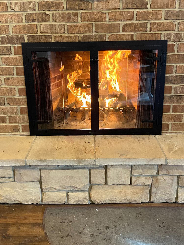 brick work around a fireplace